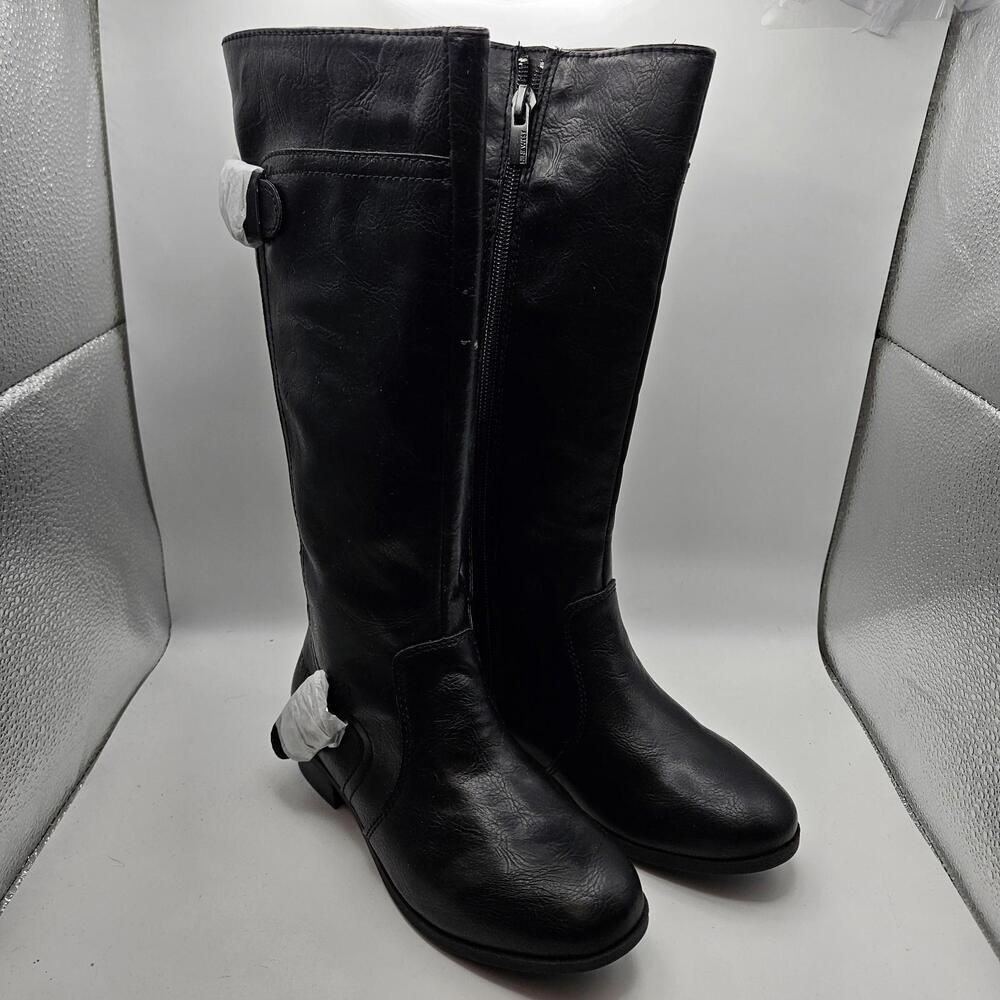 NEW Nine West Girls Sookie Black Calf Boots Riding Equestrian‎ Tall Size 1M READ